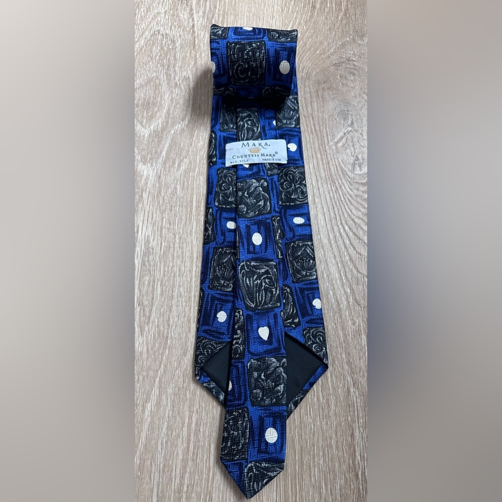 Mara|Countess Mara Silk‎ Tie|Blue/Grey/White